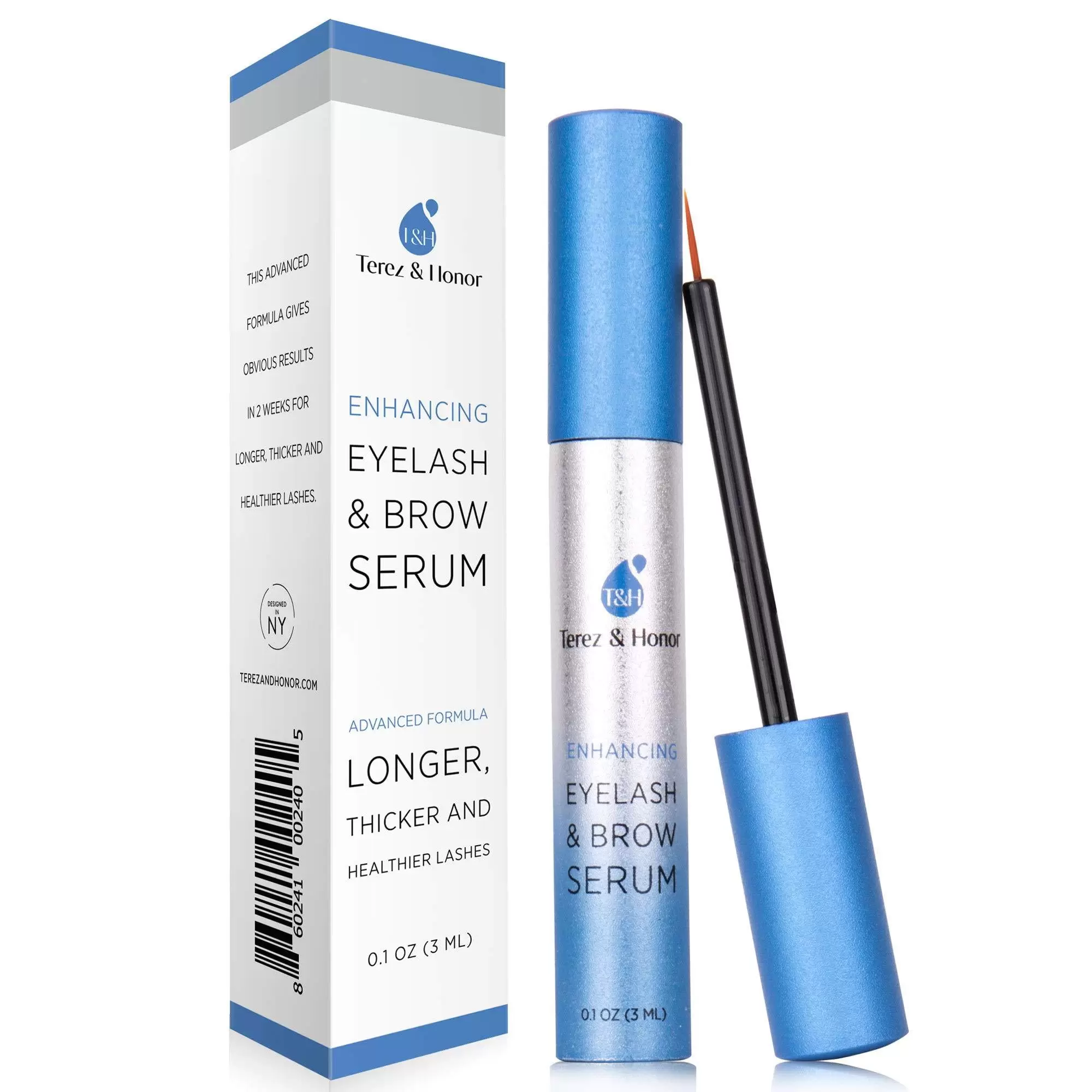 TEREZ & HONOR Advanced Eyelash Serum for Thicker. Longer Eyelashes and Eyebrows - Grow Luscious Lashes with Brow Enhancer (3mL)