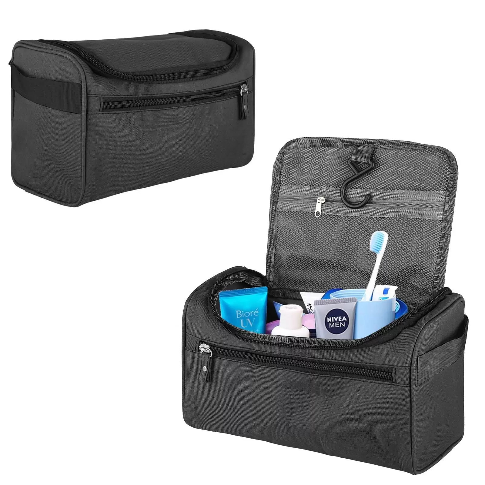 TSV Hanging Wash Bag Toiletry Bag. Waterproof Cosmetics Bag Multifunctional Bathroom Hygiene Dopp Kit with Hook for Traveling Accessories. Makeup Bag for Men and Women