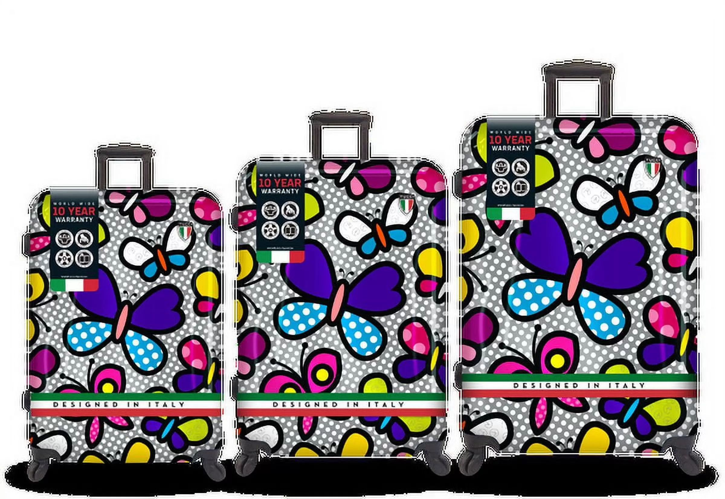 TUCCI Disegno - Pop Art Butterfly Pop 3-Piece Hardside Luggage Set