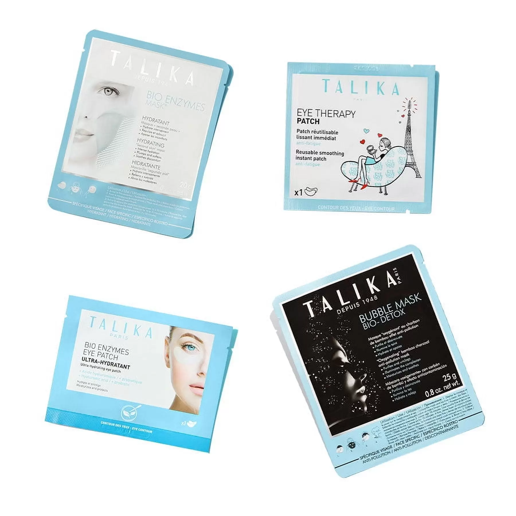 Talika Instant Beauty Kit-Eye Therapy Patches. Bubble Mask. BioEnzymes Eye Patches & Moisturizing Mask