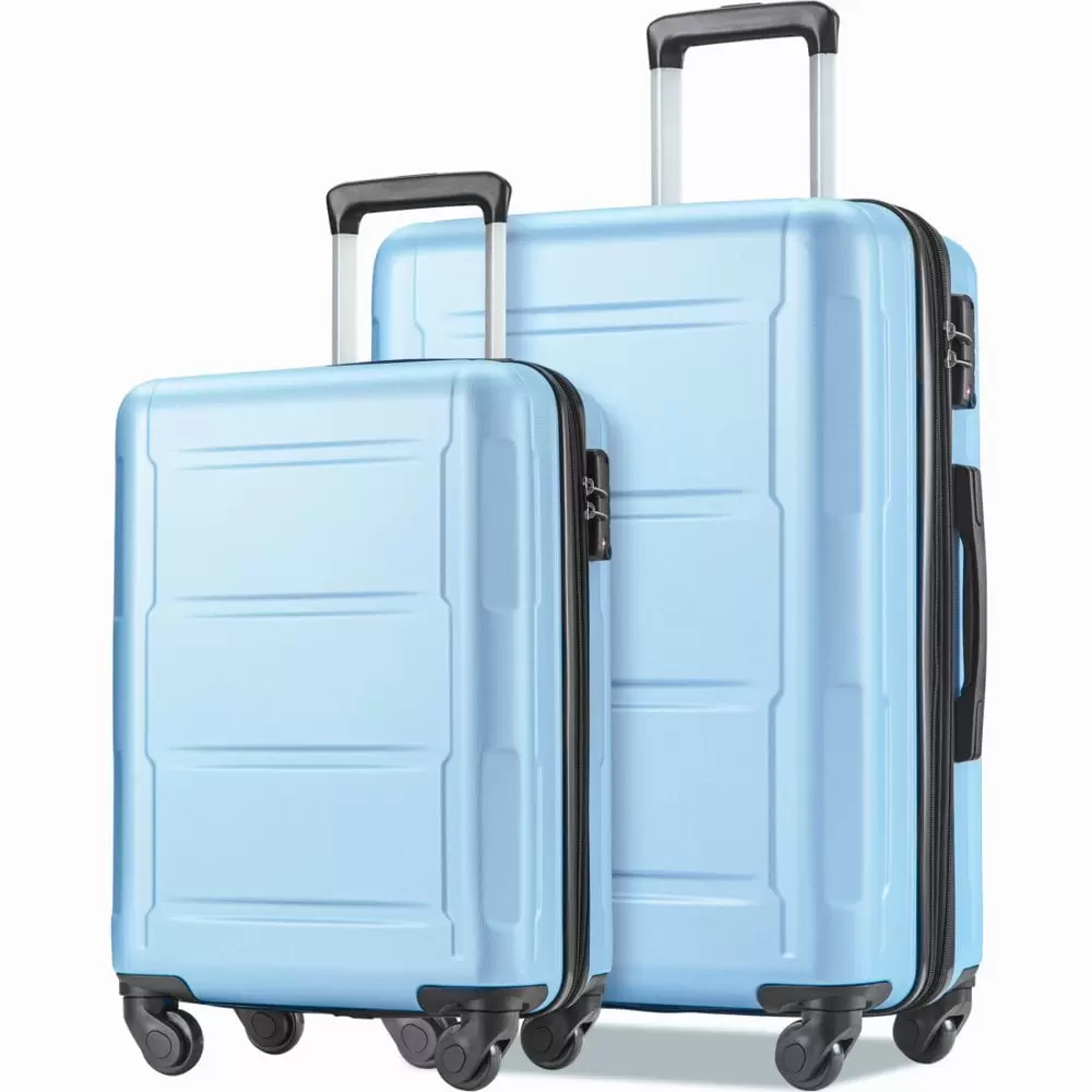 Tcbosik Hardside Expandable Luggage with TSA Lock Spinner Wheels. Light Blue. 2-Piece Set