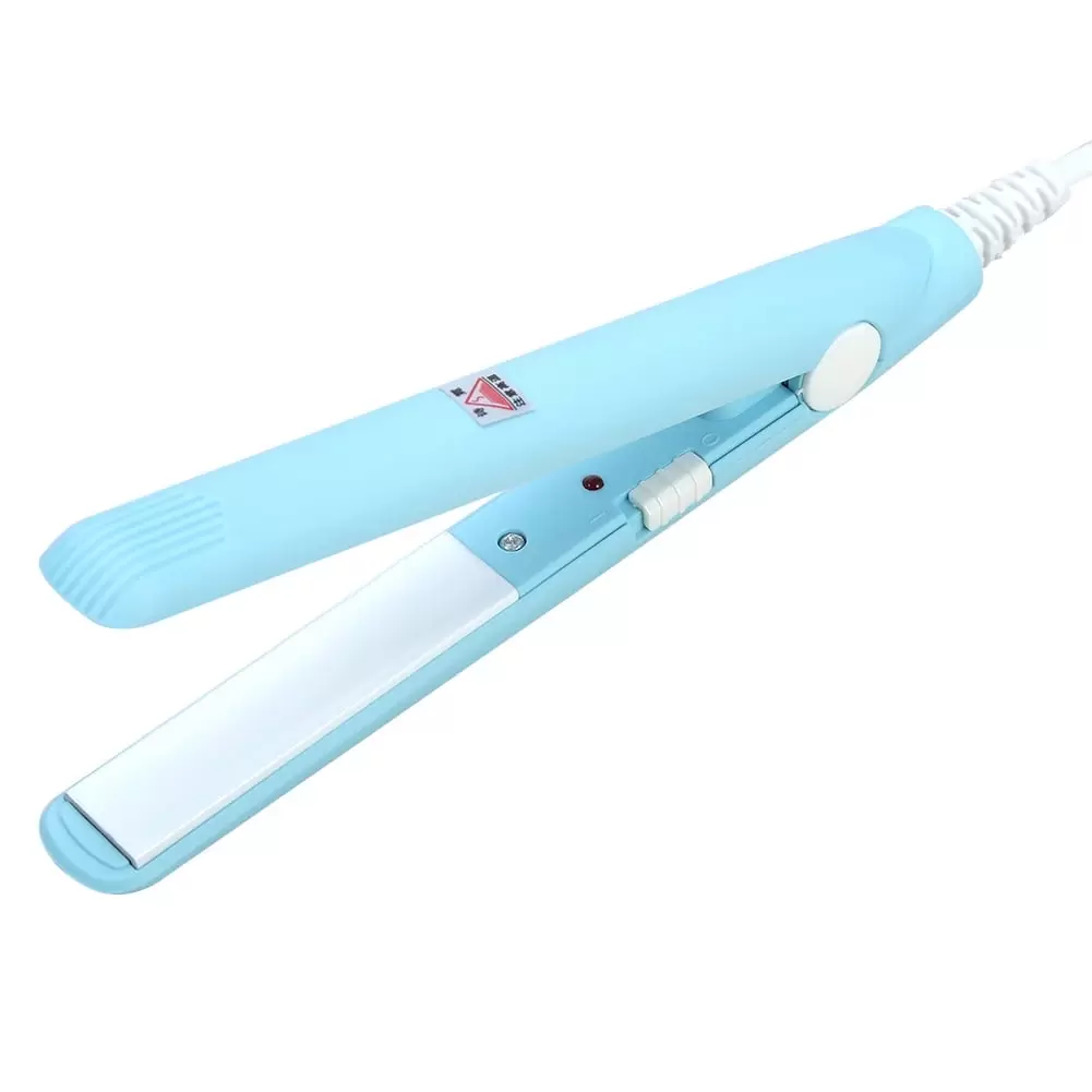 Tebru Travel Size 0.7 Ceramic Tourmaline Flat Iron Hair Straightener. Sky Blue