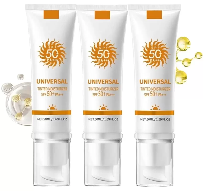 Tinted Sunscreen for Face SPF50+ Face Sunscreen Protector Solar SPF 50. Water Resistant and Non-greasy Sunscreen Against UVA and UVB for All Type Skin (3pcs)