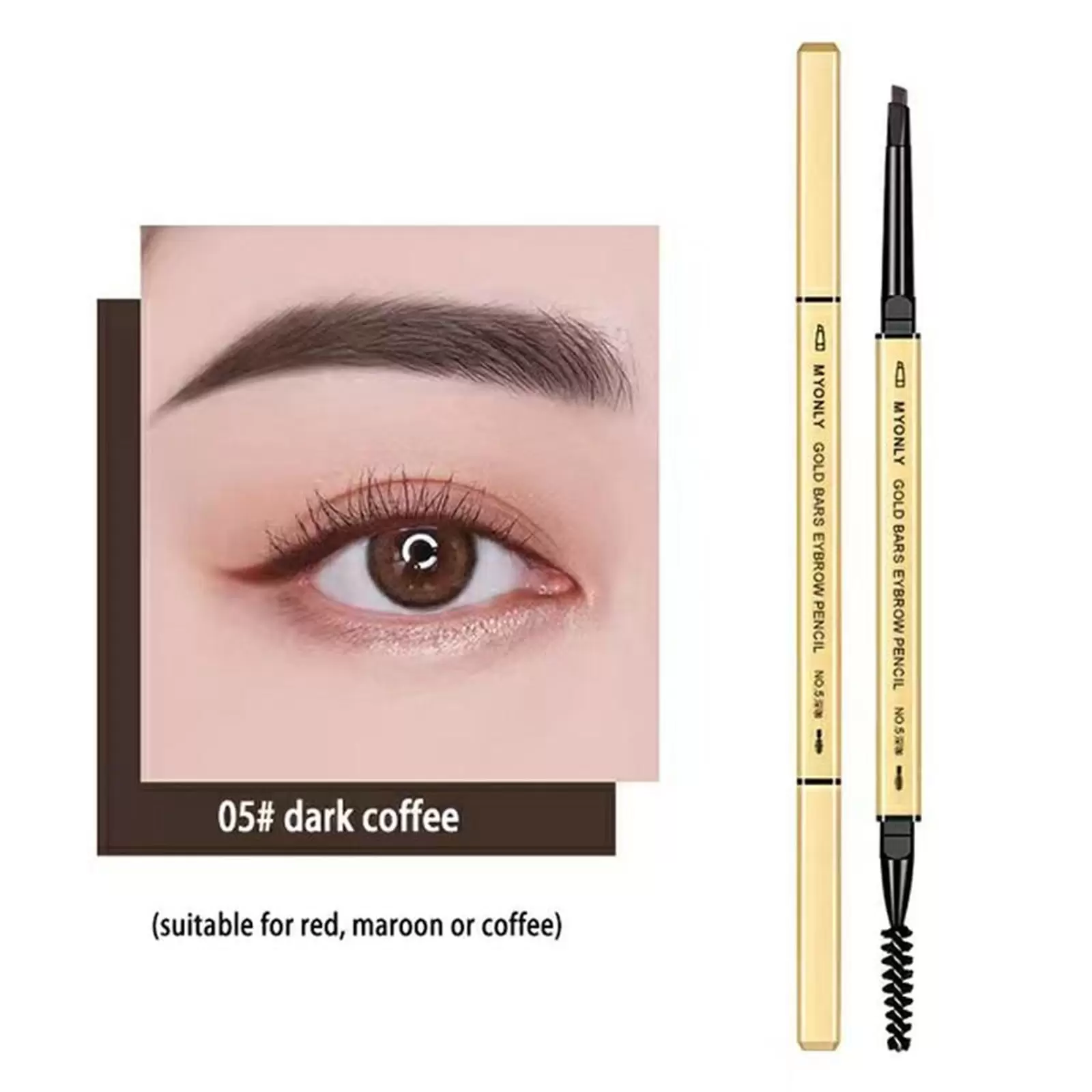 Tking Fashion Eyebrow Pencil. Double Ended. for Light Brown. Gray & Red Hair. Hypoallergenic. Vegan Makeup. Precision Waterproof 1 Count 05#