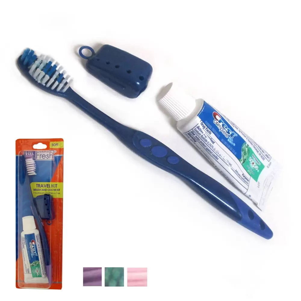 Toothbrush Toothpaste Kit Travel Set Crest .85 oz Holder 3 Piece Set Compact New