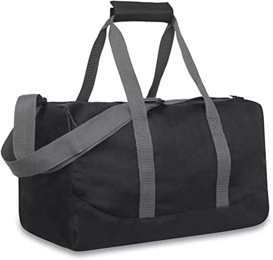 Trailmaker. 30 Liter 17 Unisex Canvas Duffle Bags with Adjustable Shoulder Strap for Travel. Shopping. Weekend Trip. Shoe Bag - Black