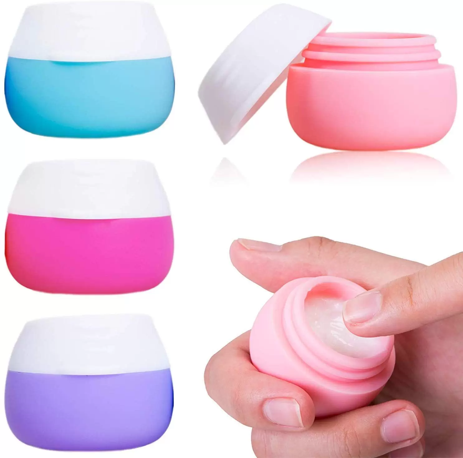 Travel Containers Sets. Silicone Cream Jars for toiletries. TSA Approved Travel Size Containers with Hard Sealed Lids for Face Hand Body Cream .20ml (4 Pieces)