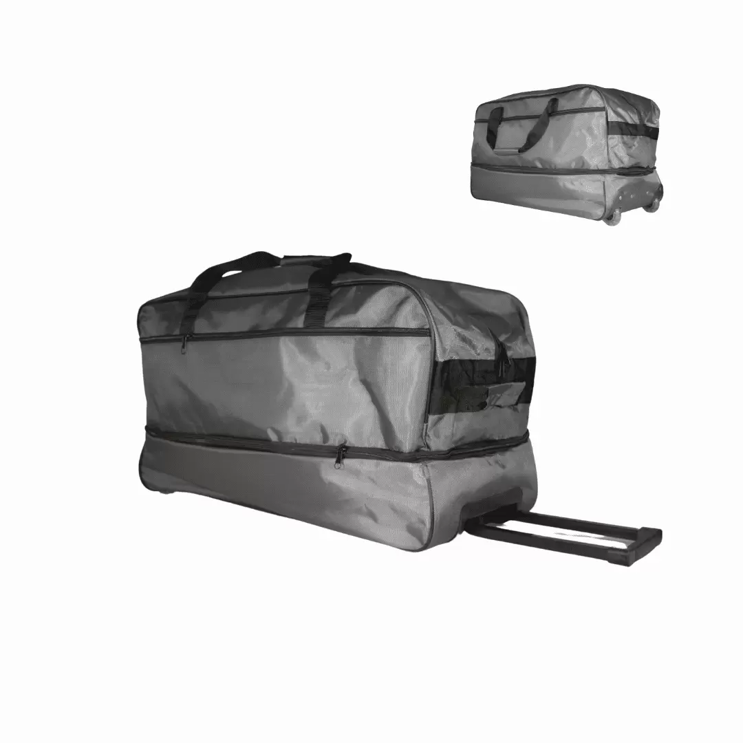 Gray 104L Travel Duffle Bag with Wheels. 27.5 Extra Large. Foldable. Multiple Handles. Sturdy Overnight Bag Men Women Camping Suitcase