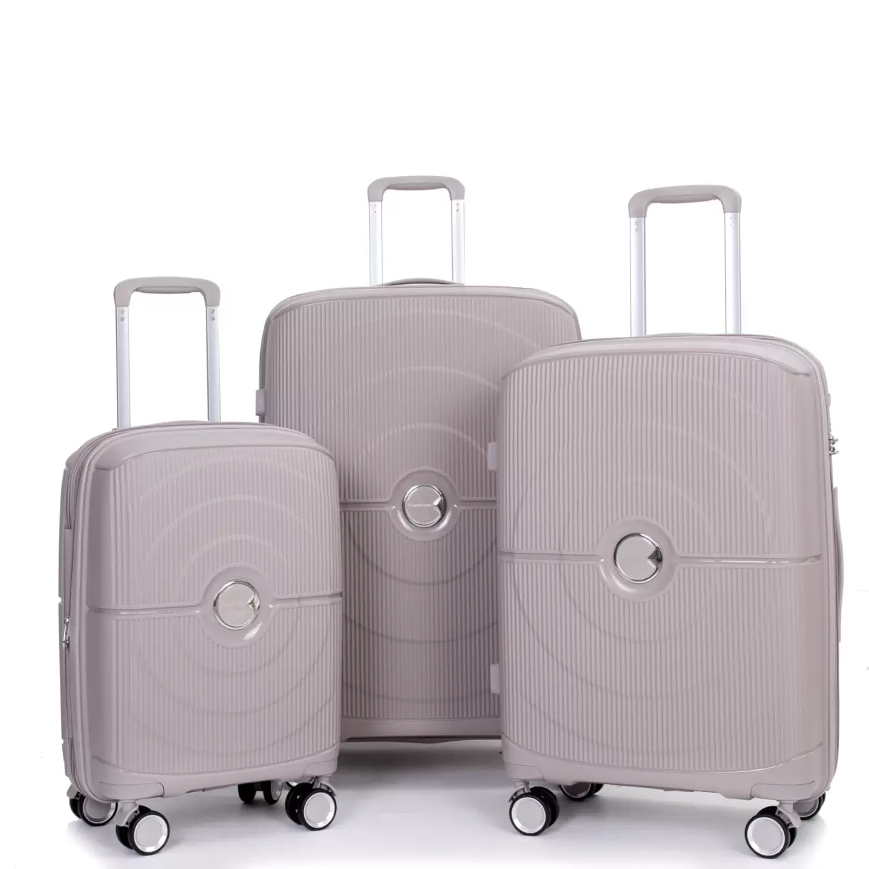 Travel Luggage 3 Piece Sets. 3-Piece Expandable PP Luggage with Spinner Wheels. Hardshell Suitcase with TSA Lock Lightweight(20/24/28). Greige