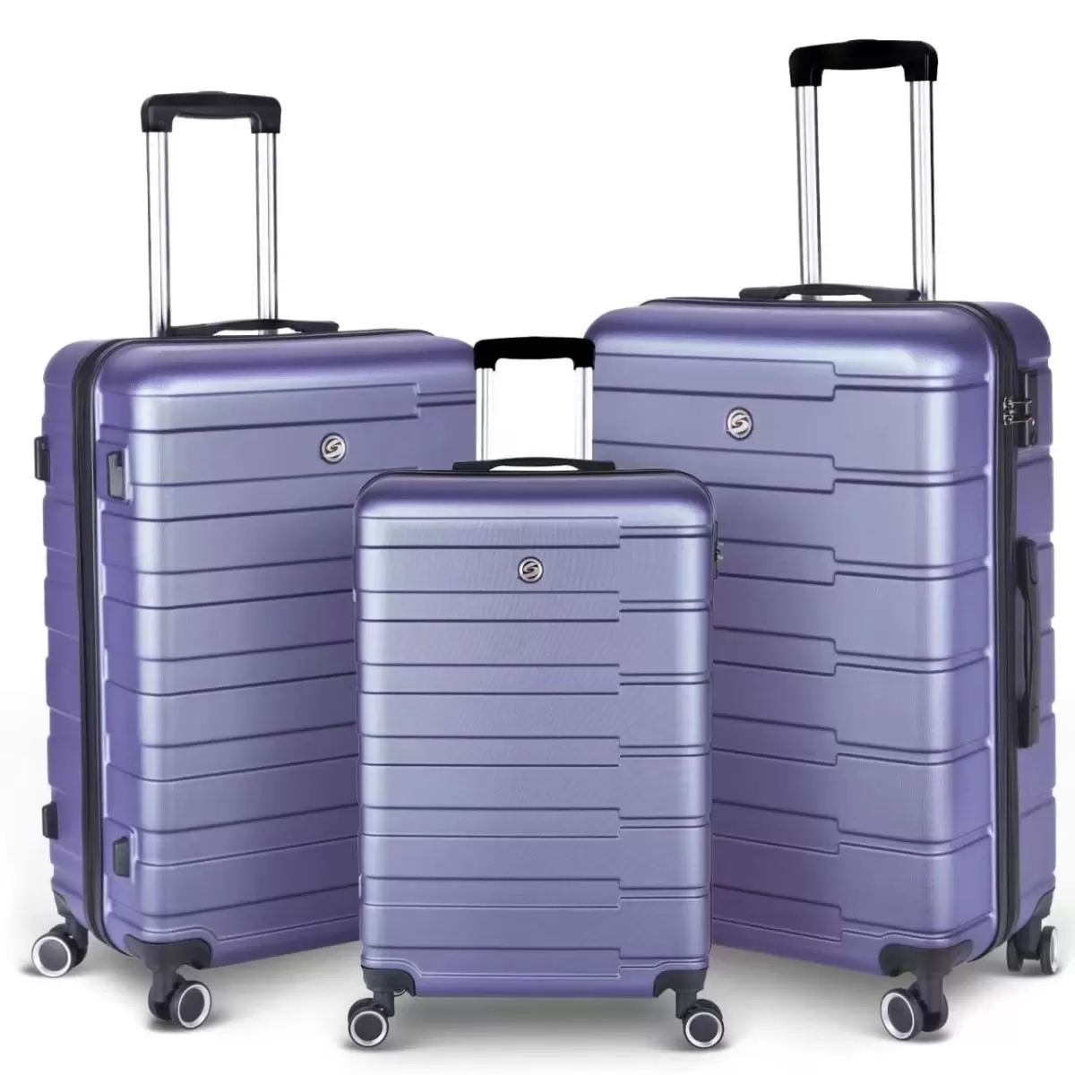 Travel Luggage Sets of 3. Expandable ABS Luggage Hard Shell Suitcase with TSA Lock and 4 Spinner Wheels. Trolley Case with Adjustable Length for Men Women20/24/28). Purple