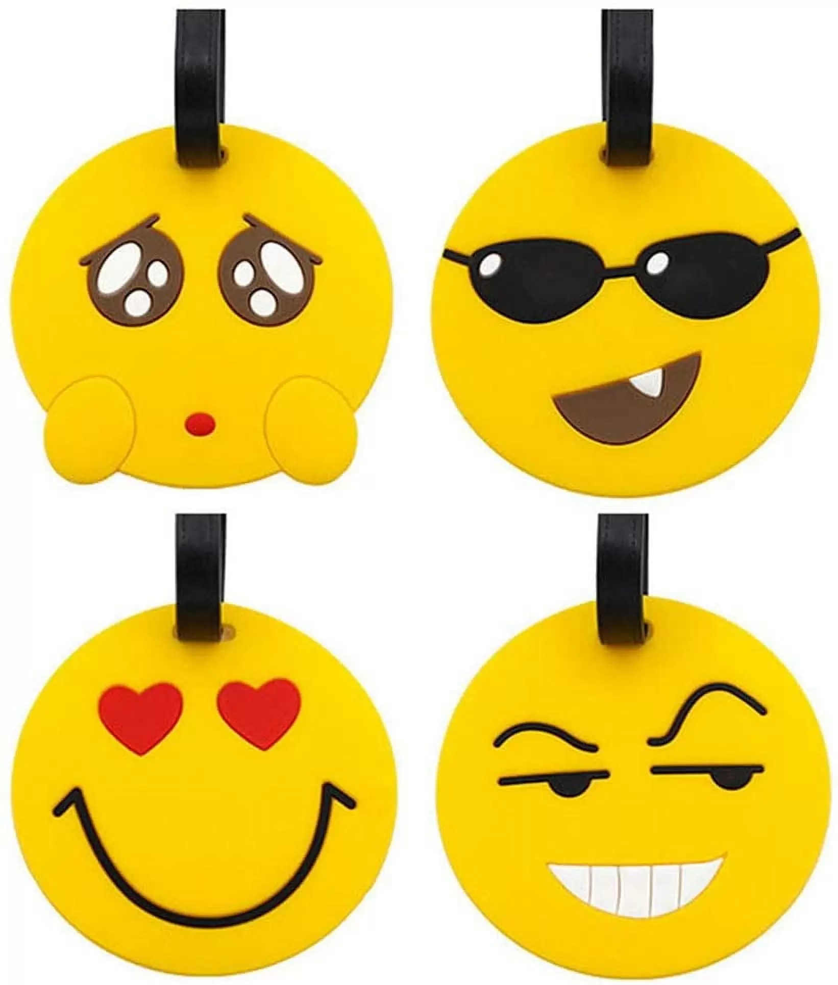 Travel Luggage Tags. Emoji Suitcase Travel ID Label Tags Holders. PVC Identifier Label Holders for Backpack(4 Pack Yellow)