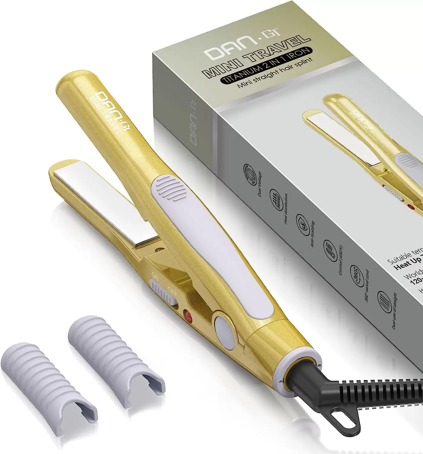 Travel Mini 2 in 1 Flat Iron for Women Men.Dual Voltage Portable Small Hair Straightener for Short Hair Fast Heating