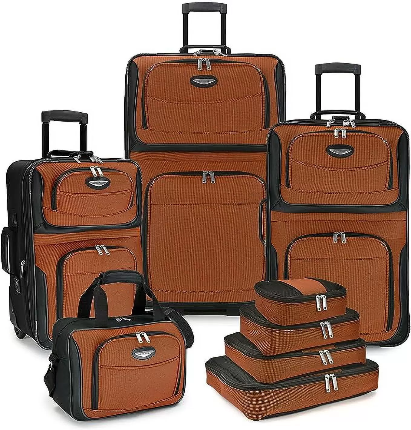 Travel Select Amsterdam Expandable Rolling Upright Luggage. Orange. 8-Piece Set