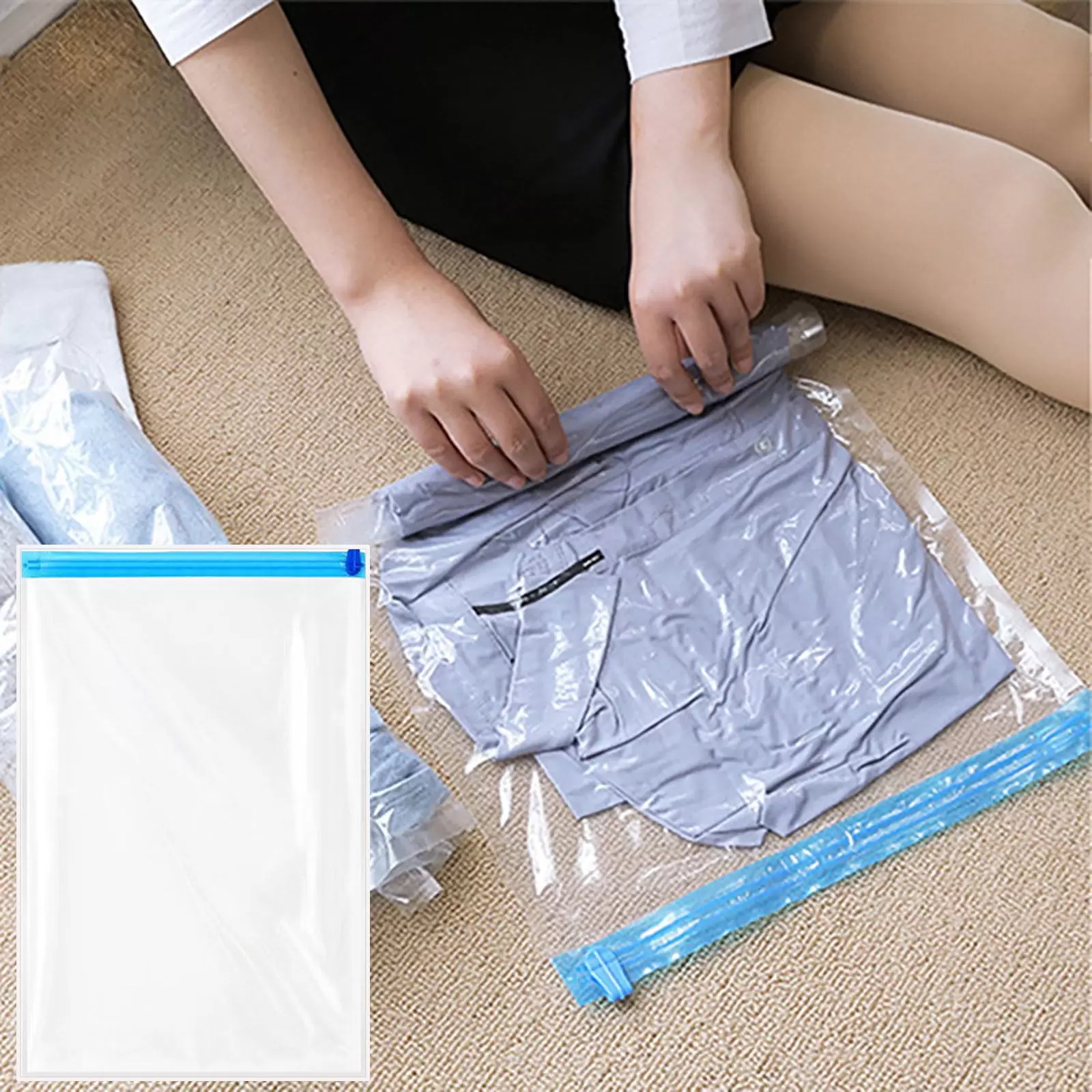 Travel Space Bags. Reusable Roll Up Compression Storage Bags For Suitcases. Vacuum Storage Bags For Travel/Home Storage. No Pump Needed 4 Sizes A