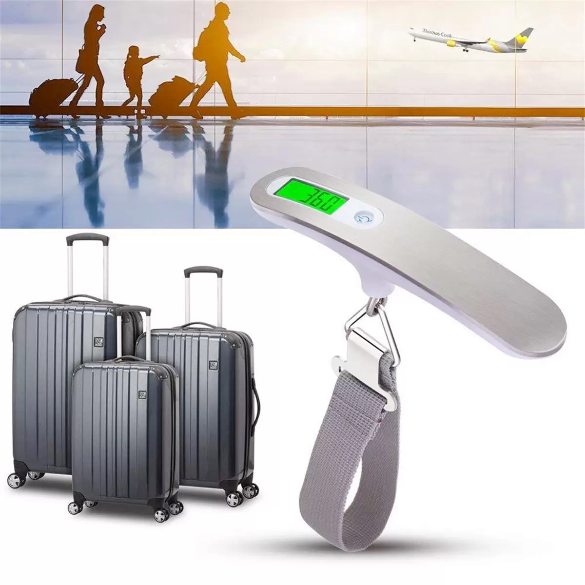 Travel Suitcase Luggage Weight Scale | Portable Lightweight Handheld Stainless Steel | LCD Digital Display | Capacity Overweight & Low Battery Indicator | 110 Pounds/50KG | Battery Incl by Casewin