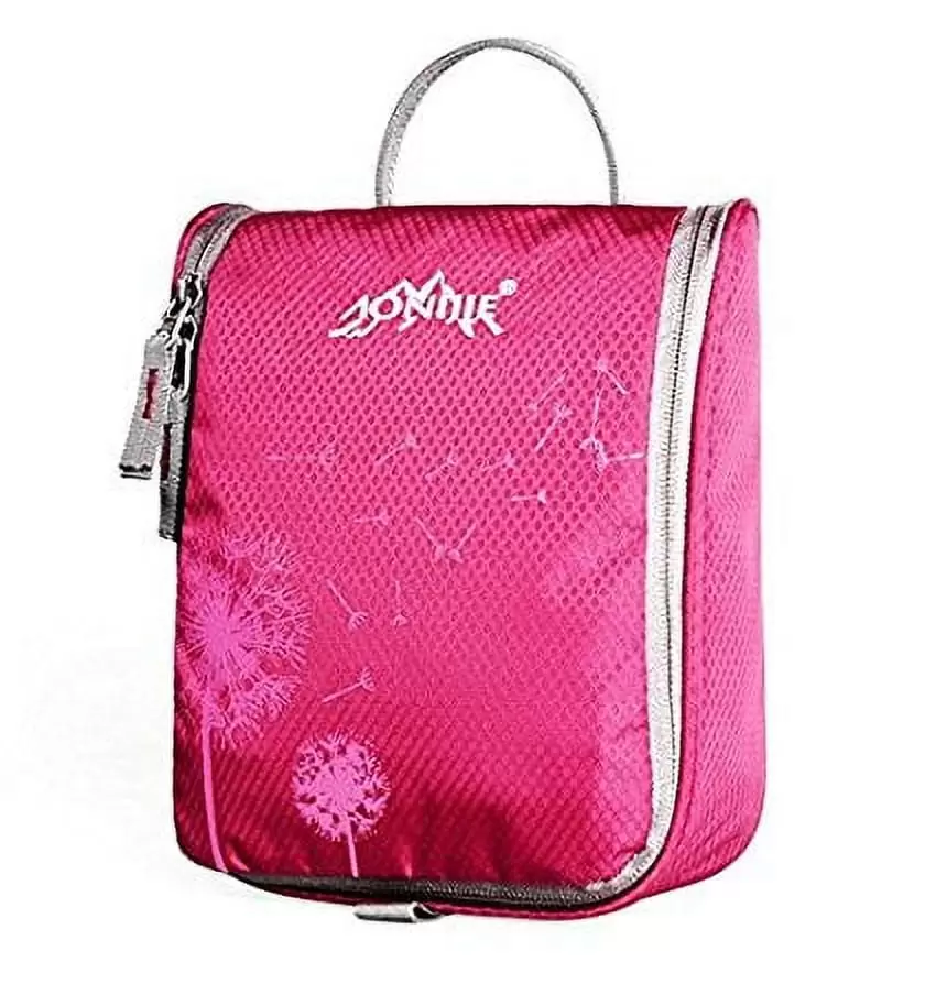 Travel Toiletry Bag Portable Cosmetic Bag Hanging Wash Bag with Zipper Handle. Rose Pink