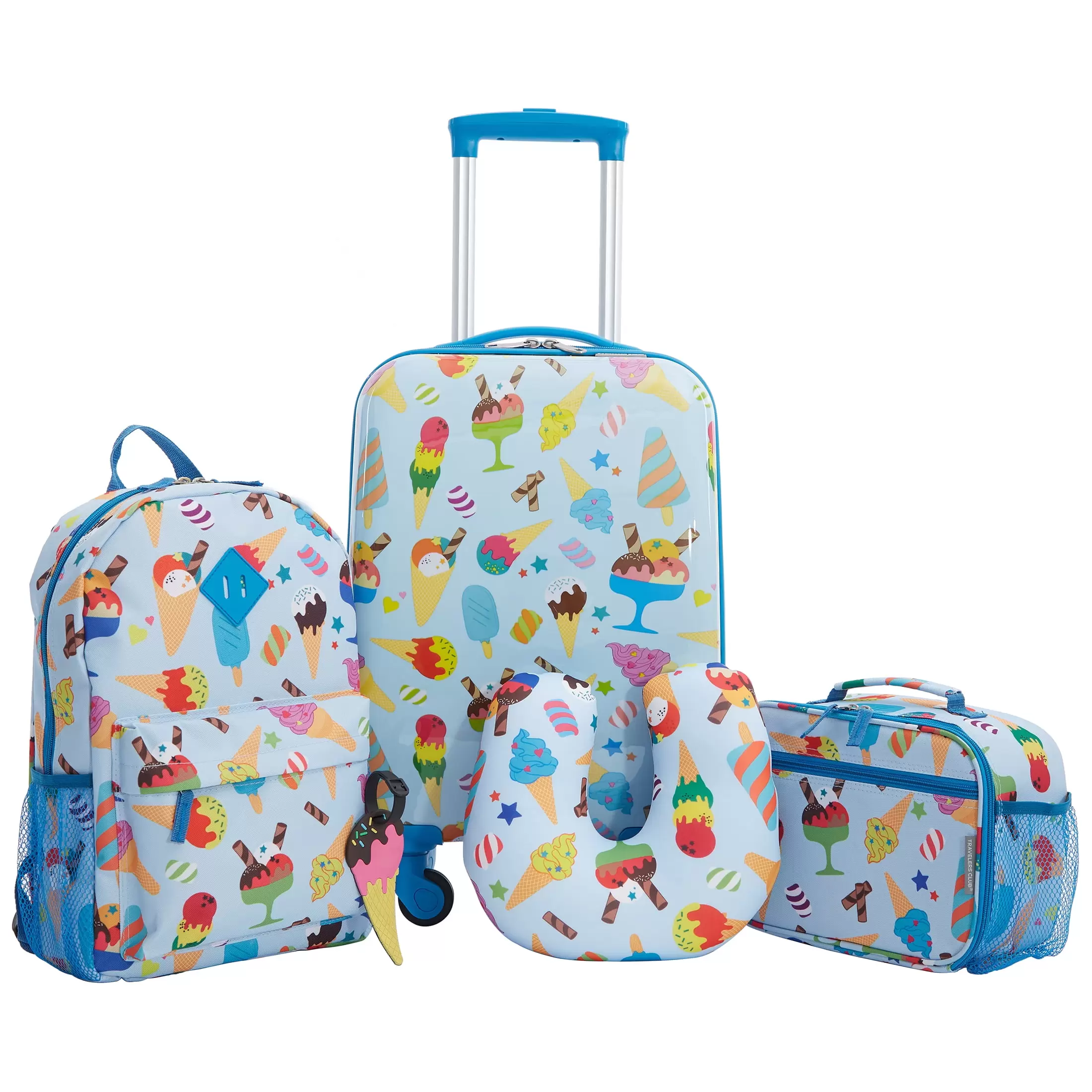 Travelers Club 5-Pc 18 Kids Luggage Set With 360?? 4-Wheel Spinner System. Ice Cream