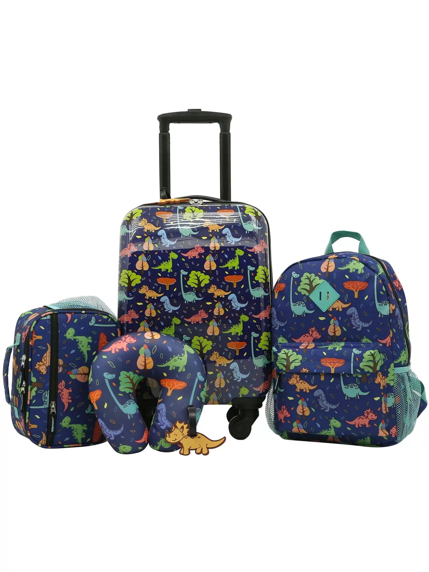 Travelers Club 5-Pc Kids Luggage Set With 360?? 4-Wheel Spinner System. Dinosaur