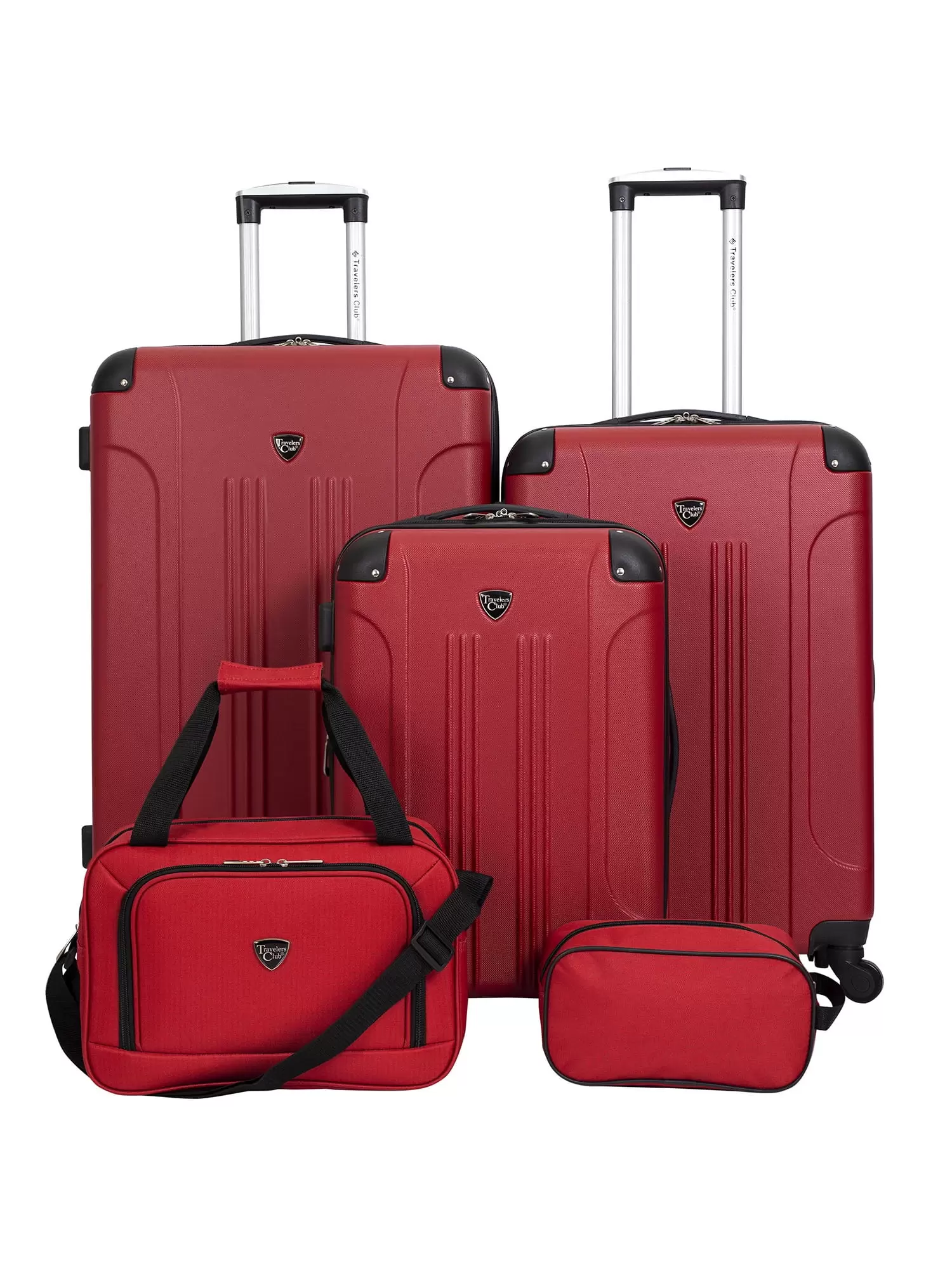 Travelers Club Chicago Plus 5pc Expandable Hardside Luggage Set. Red