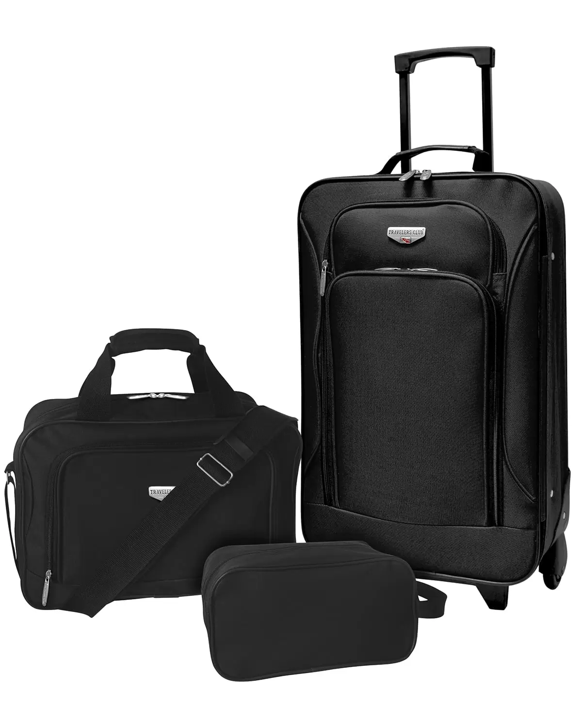 Travelers Club Junior 3-Piece Euro Carry-on Luggage Set. Black