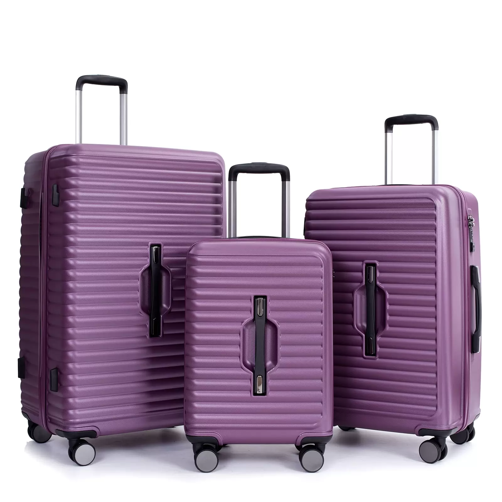 Travelhouse 3 Piece Hardside Luggage Set Hardshell Lightweight Suitcase with TSA Lock Spinner Wheels.(Purple)