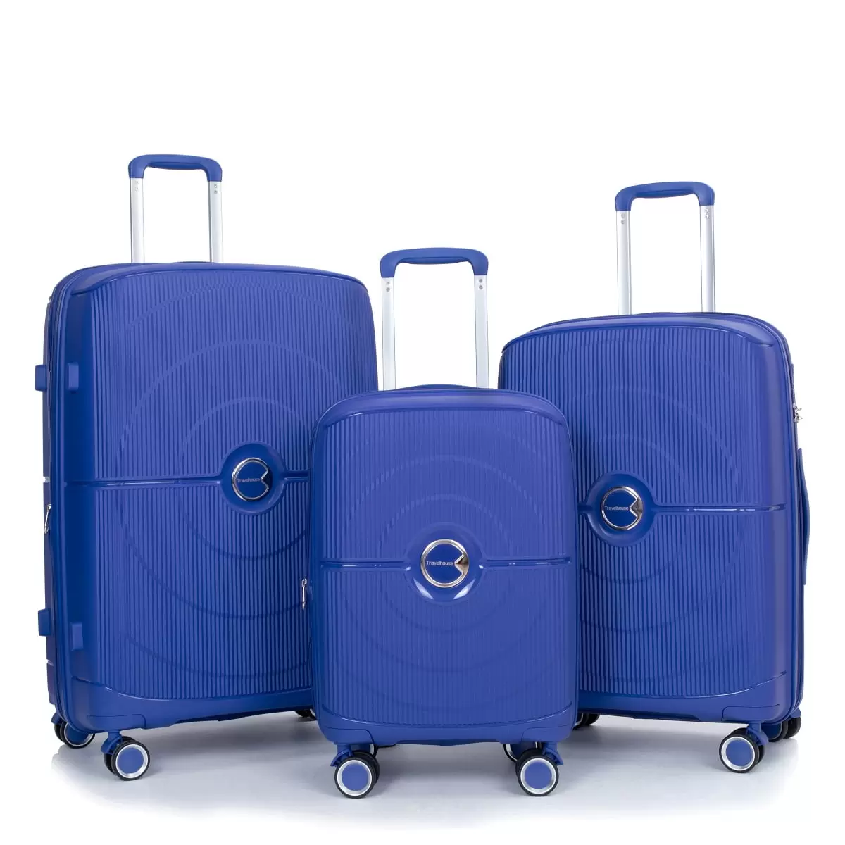 Travelhouse Luggage 3 Piece Set Hardside Hardshell Lightweight Expandable Suitcase with TSA Lock Spinner Wheels 20in24in28in.(Blue)