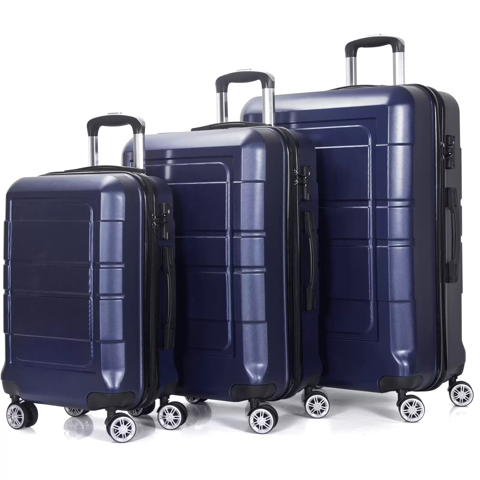 Traveling Luggage. 3pcs Hardside Luggage Set. 20+24+28 with TSA Lock. Dark Blue