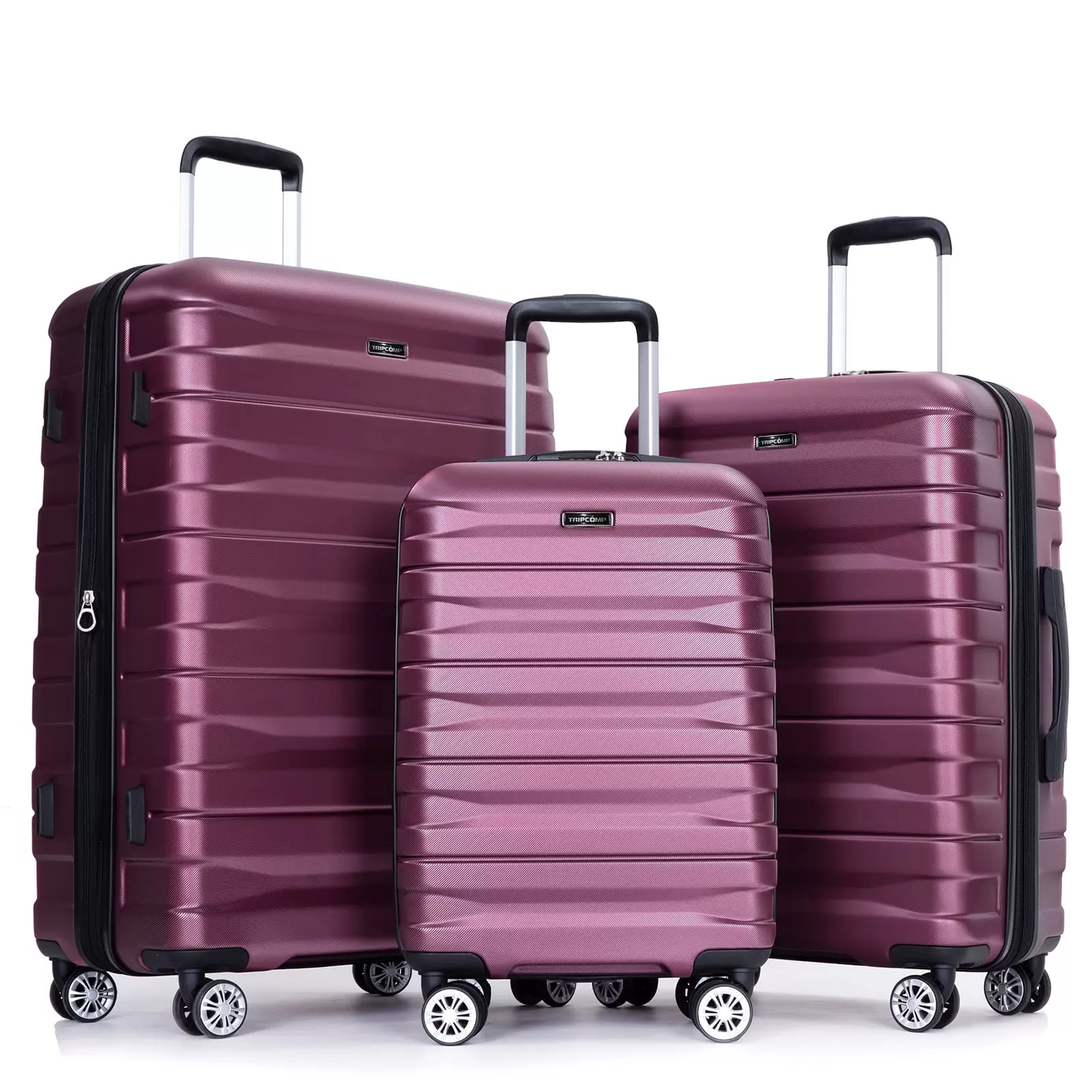 Tripcomp Hardside Luggage Set.Carry-on.Lightweight Suitcase Set of 3Piece with Spinner Wheels.TSA Lock.21inch/25inch/29inch(Wine Red)