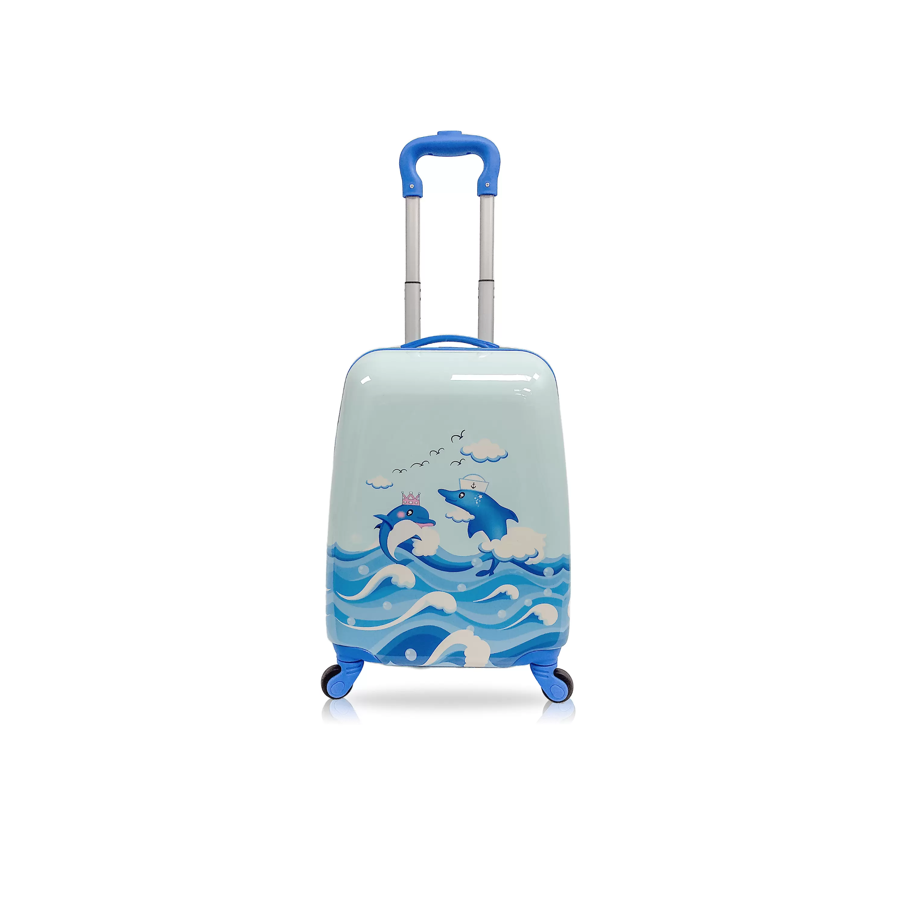 Tucci Chirpy Dolphin Hardside Kids 18 Carry on Suitcase Lightweight Luggage With Wheels for Kids