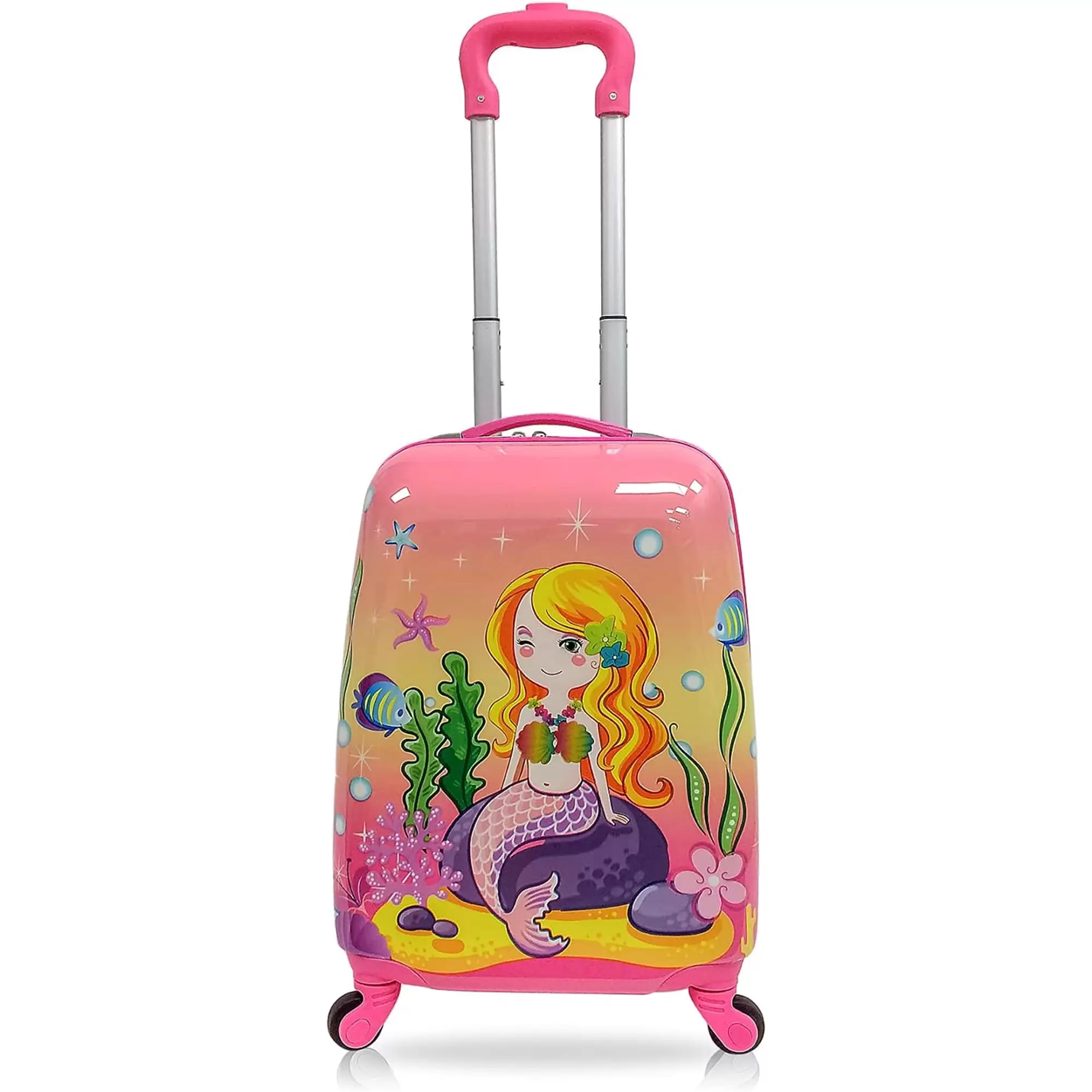 Tucci Goldy Mermaid Kids 18 Multicolored Hardside Suitcase Lightweight Luggage for Kids