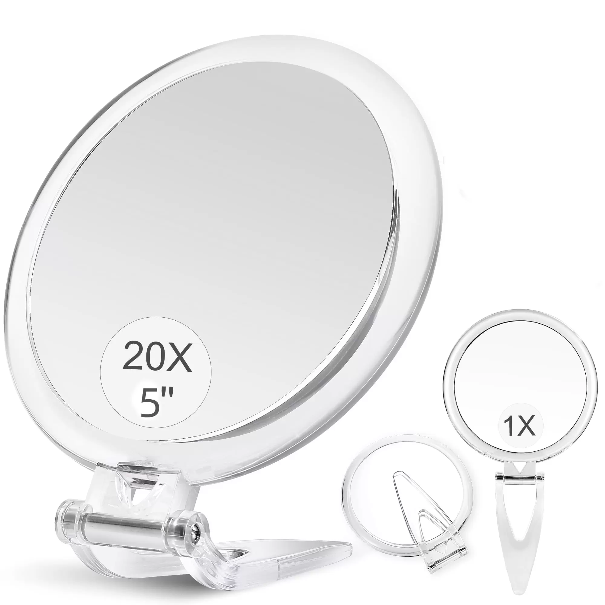 Two Sided Mirror. 20X/1X Magnification. 5'' Folding Makeup Mirror with Handheld.B Beauty Planet