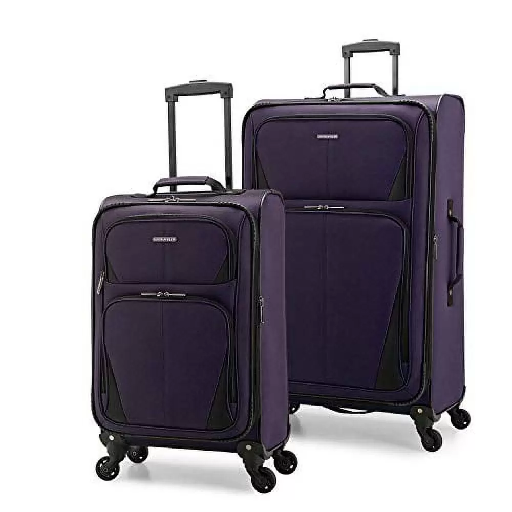 U.S. Traveler Aviron Bay Expandable Softside Luggage with Spinner Wheels. Purple. 3-Piece Set (23/27/31)