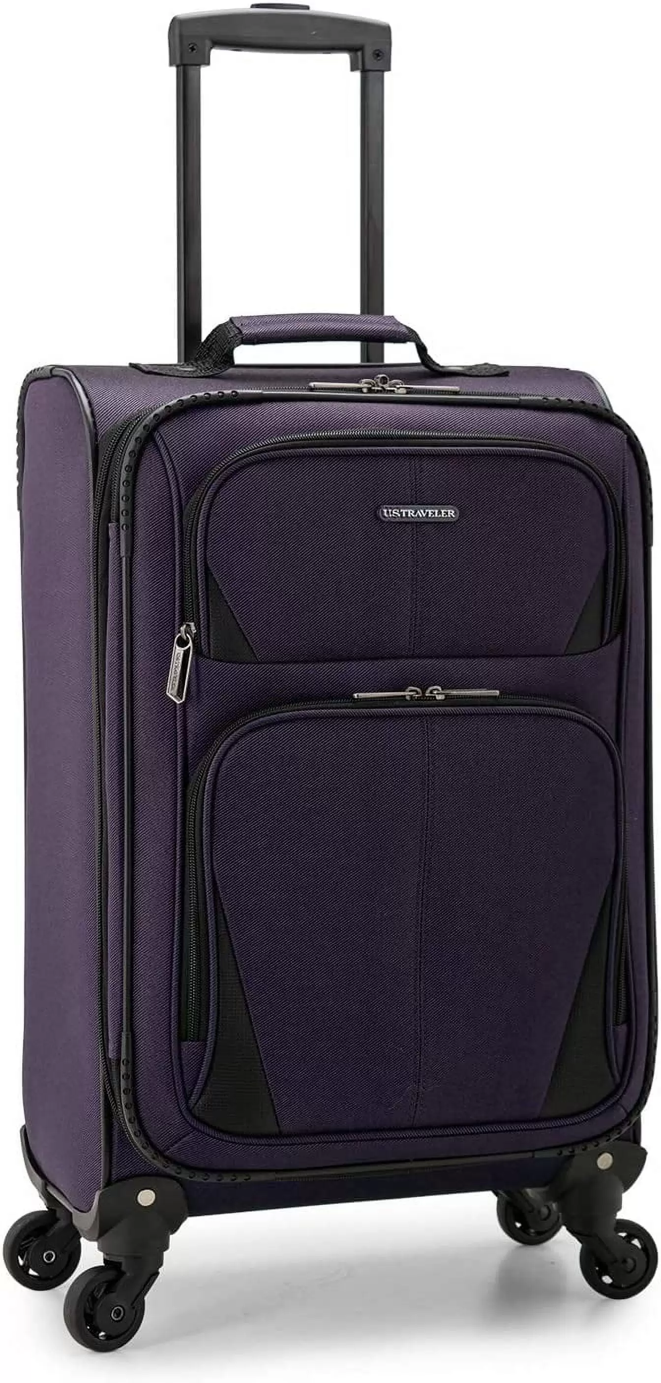 U.S. Traveler Aviron Bay Expandable Softside Luggage with Spinner Wheels. Purple. Carry-on 22-Inch