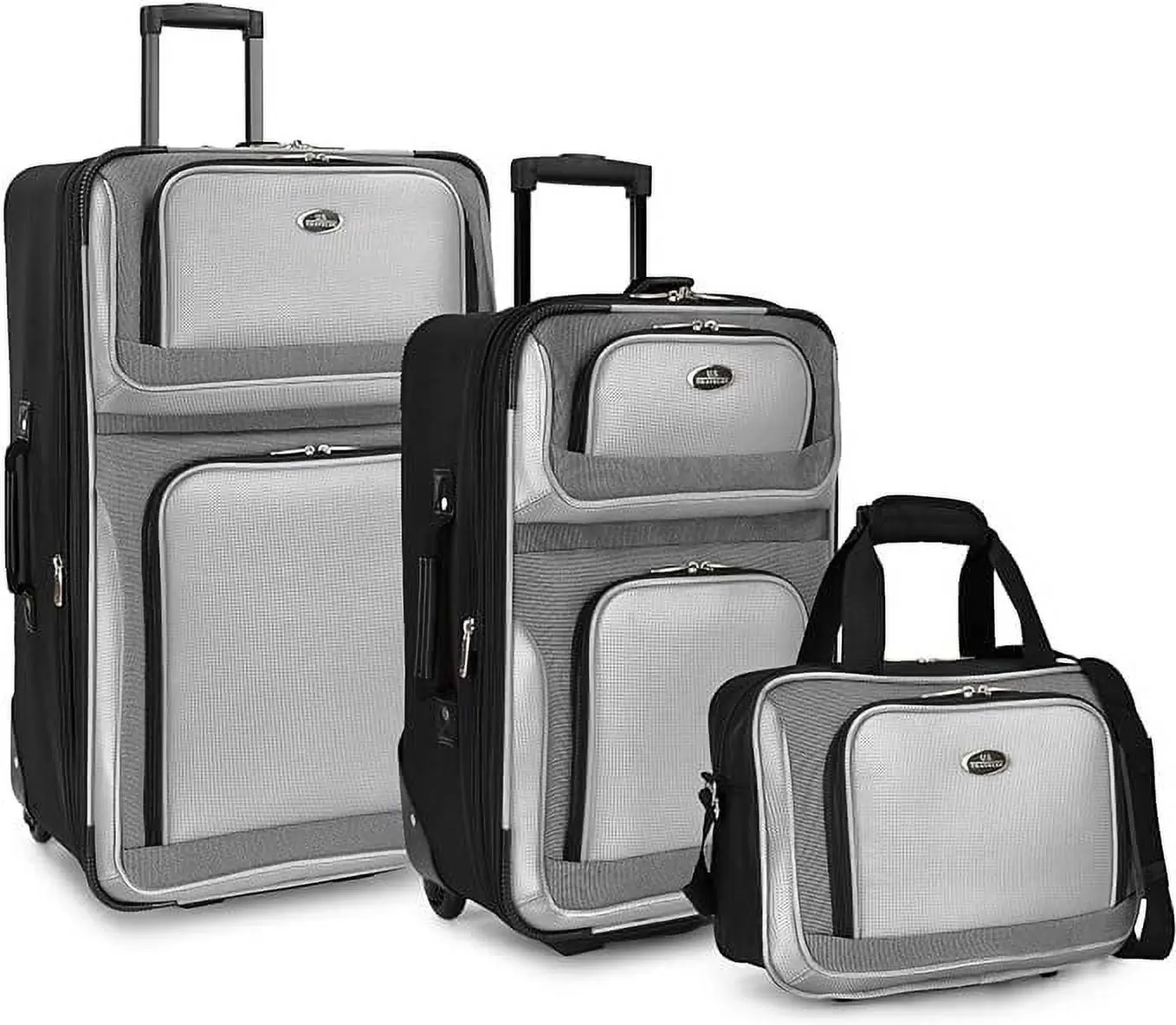 U.S. Traveler New Yorker Lightweight Softside Expandable Travel Rolling Luggage. Grey. 3-Piece Set (15/21/29)