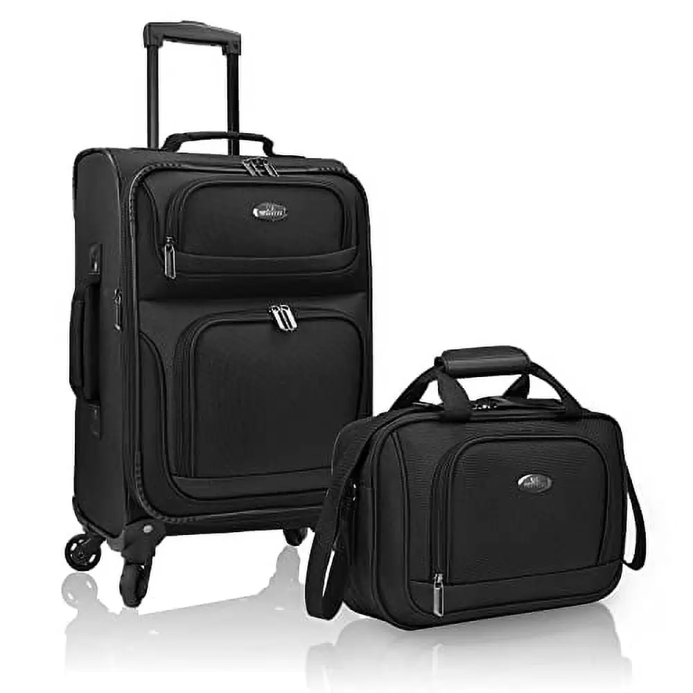 U.S. Traveler Rio Rugged Fabric Expandable Carry-on Luggage Set. Black. 4 Wheel