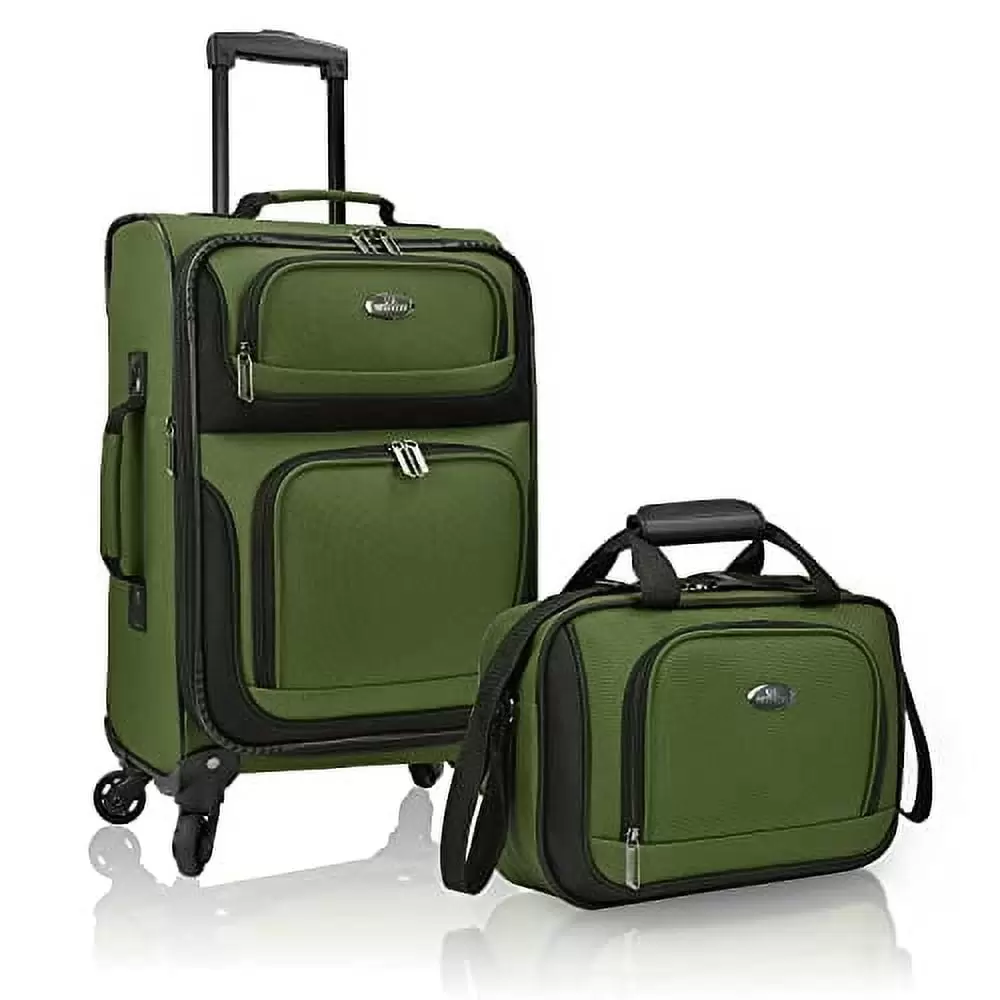 U.S. Traveler Rio Rugged Fabric Expandable Carry-on Luggage Set. Green. 4 Wheel