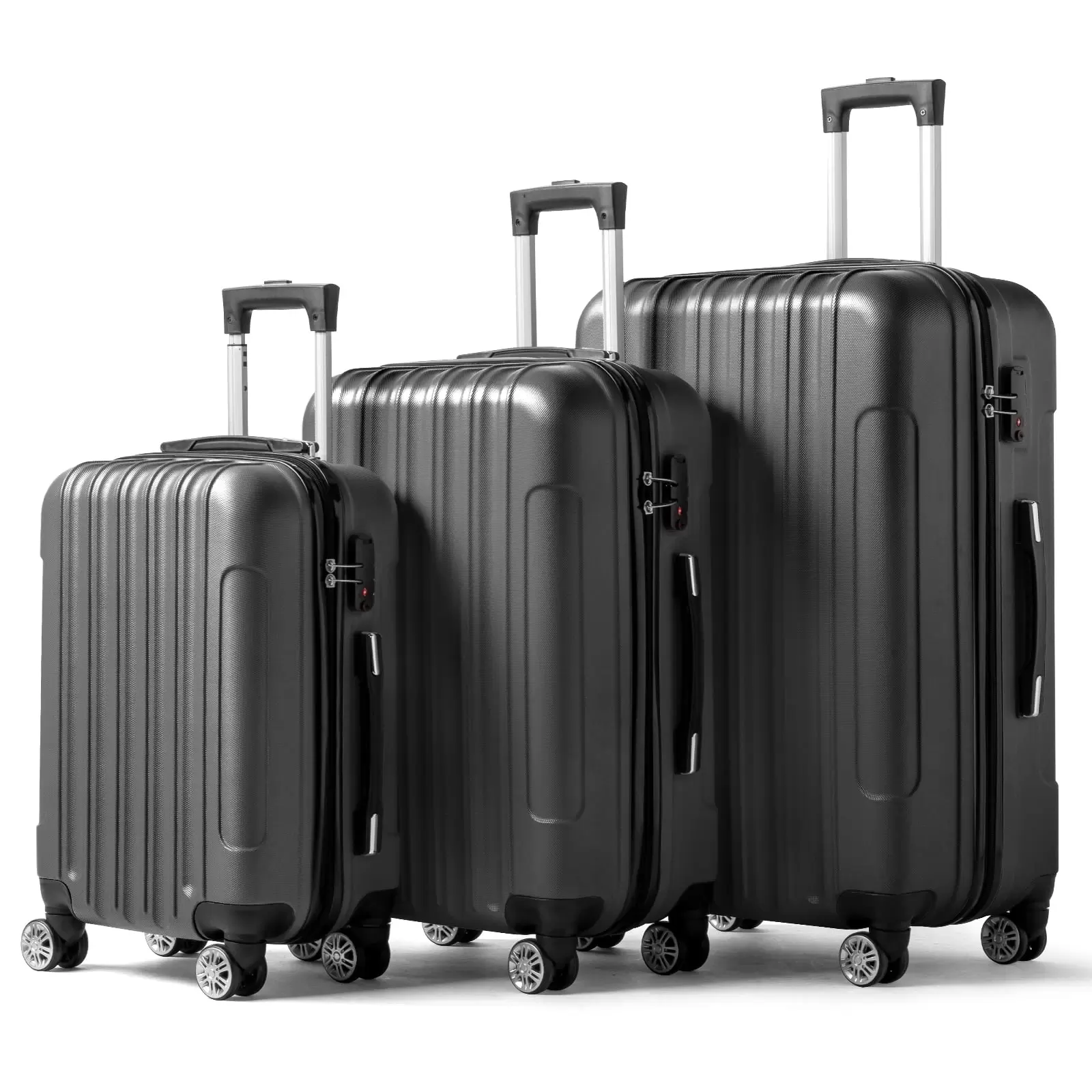 UBesGoo 3 Pcs ABS Luggage Sets Hardside Spinner Lightweight Durable Spinner Suitcase 20 24 28