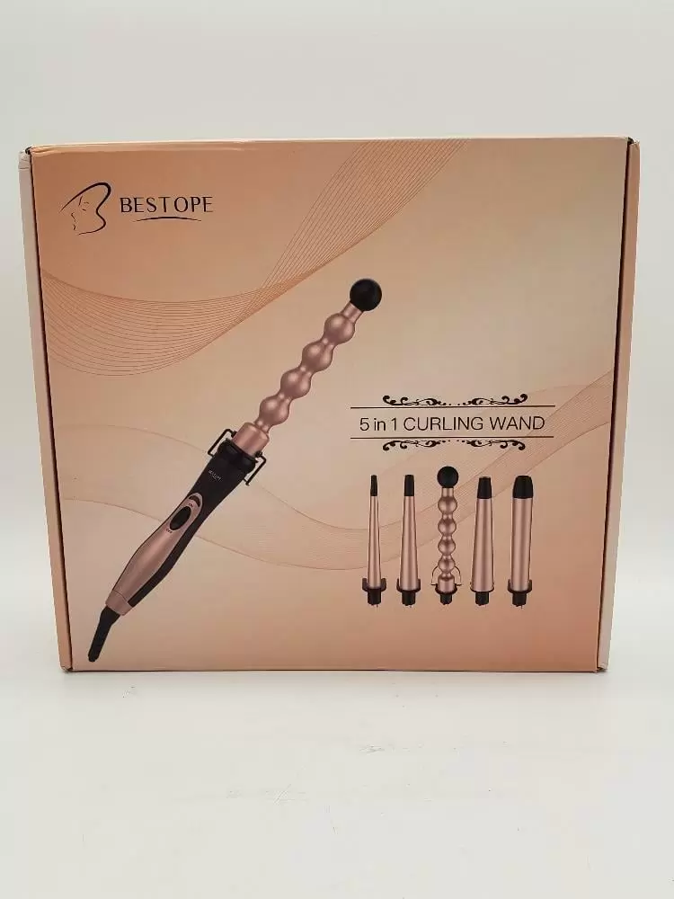 USTAR 5 in 1 Ceramic Curling Iron Wand Set with 5 Interchangeable Ceramic Barrels (0.35'' to 1.25'') and Heat Resistant Glove - Rose Gold