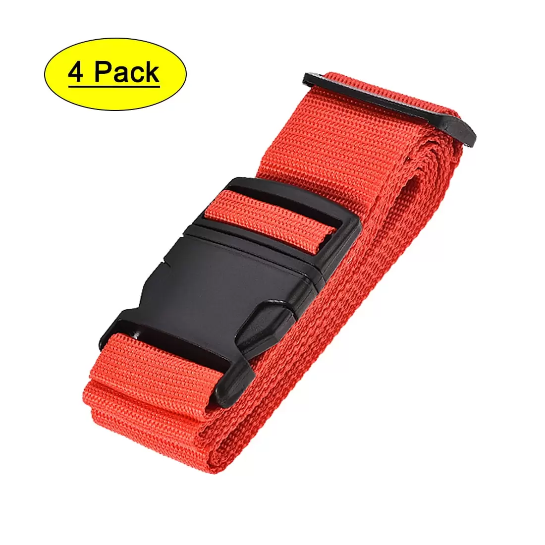 Unique Bargains 79'' Luggage Straps Suitcase Belts with Buckle Label Adjustable PP Red 4Pcs