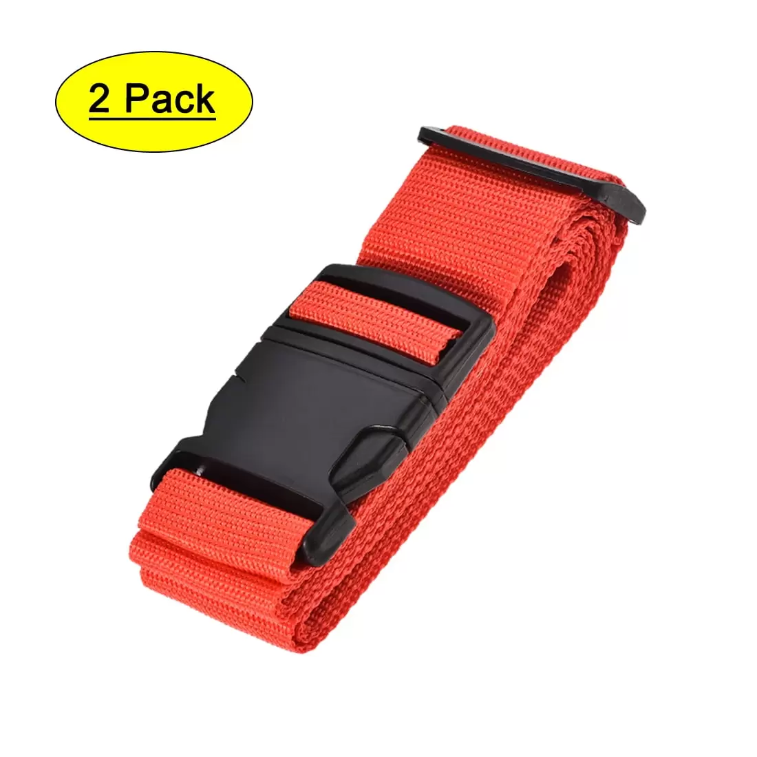 Unique Bargains 79'' Luggage Straps Suitcase Belts with Buckle Label Polypropylene Red 2Pcs