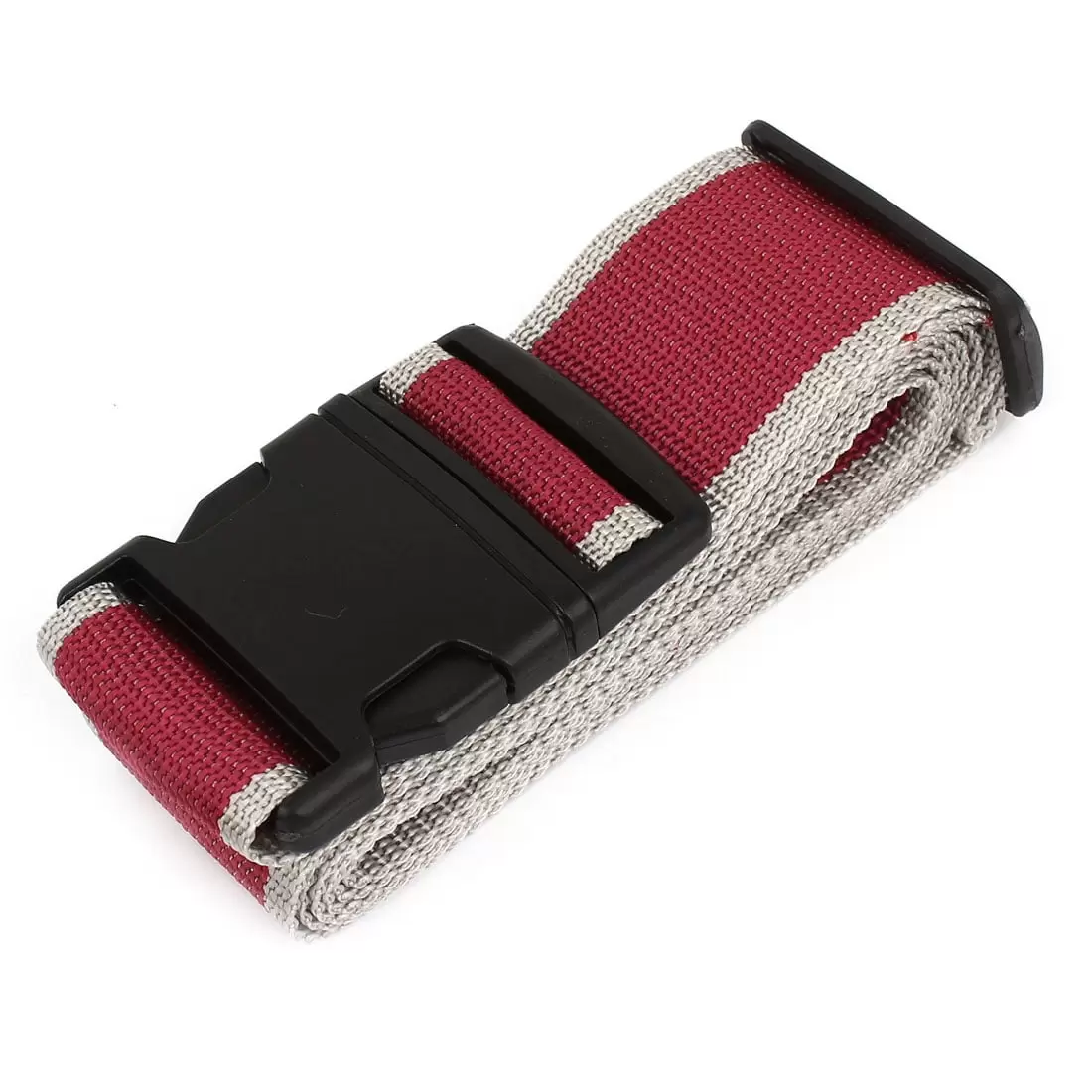 Unique Bargains Gray Burgundy Adjustable Nylon Travelling Luggage Suitcase Strap Band Belt