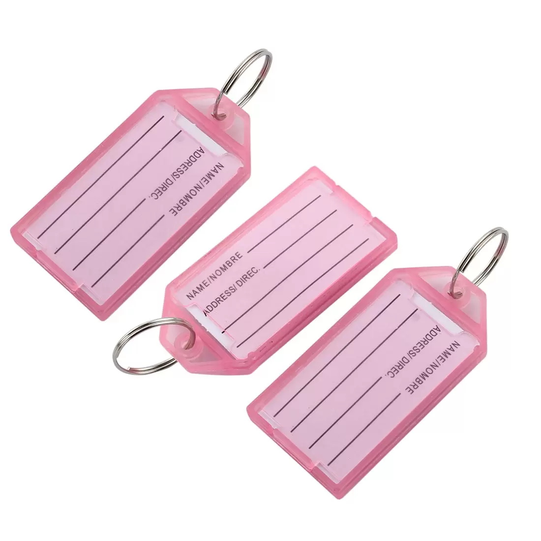 Unique Bargains Travel Outdoor Plastic Suitcase Luggage Tag Baggage Label Keyring Pink 3pcs