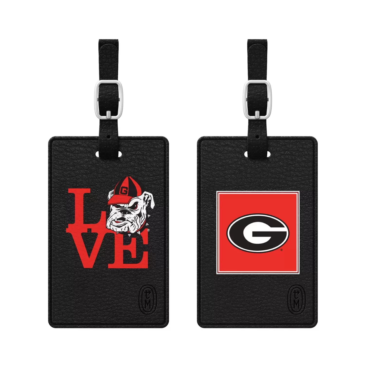 University of Georgia Black Bag Tag. Classic+LOVE 2PK