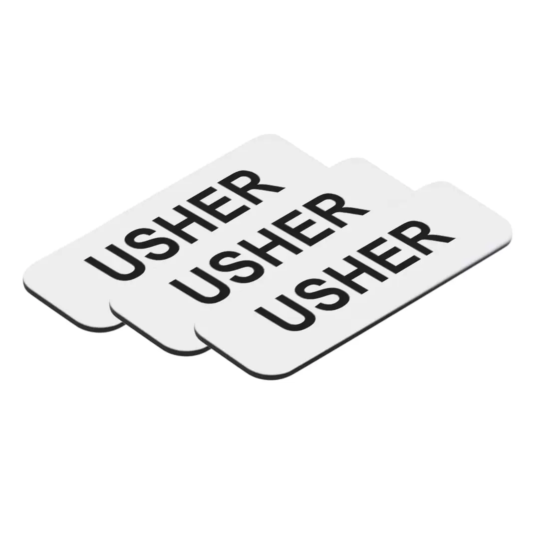 Usher Name Tag - Pack of 3 (White)