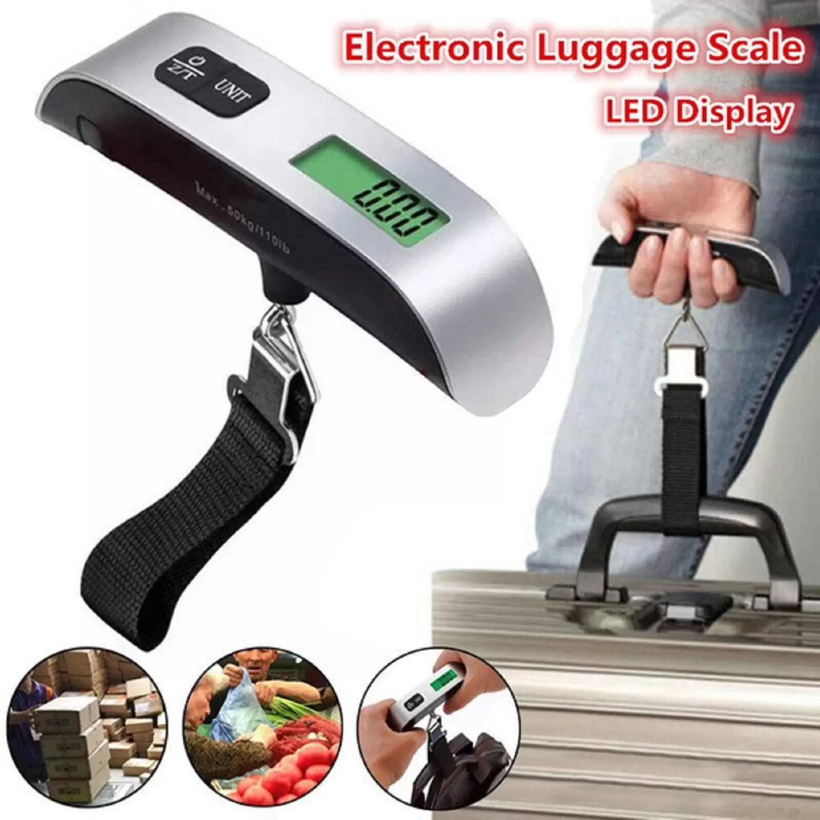 Usmixi Portable Luggage Load-bearing 50kg Portable Scale Electronic Luggage Scale up to 65% Off