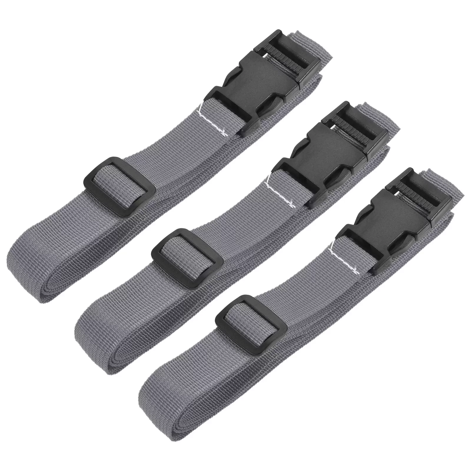 Uxcell 1.5m Adjustable with Quick Release Buckle Luggage Straps. Gray 3 Pack