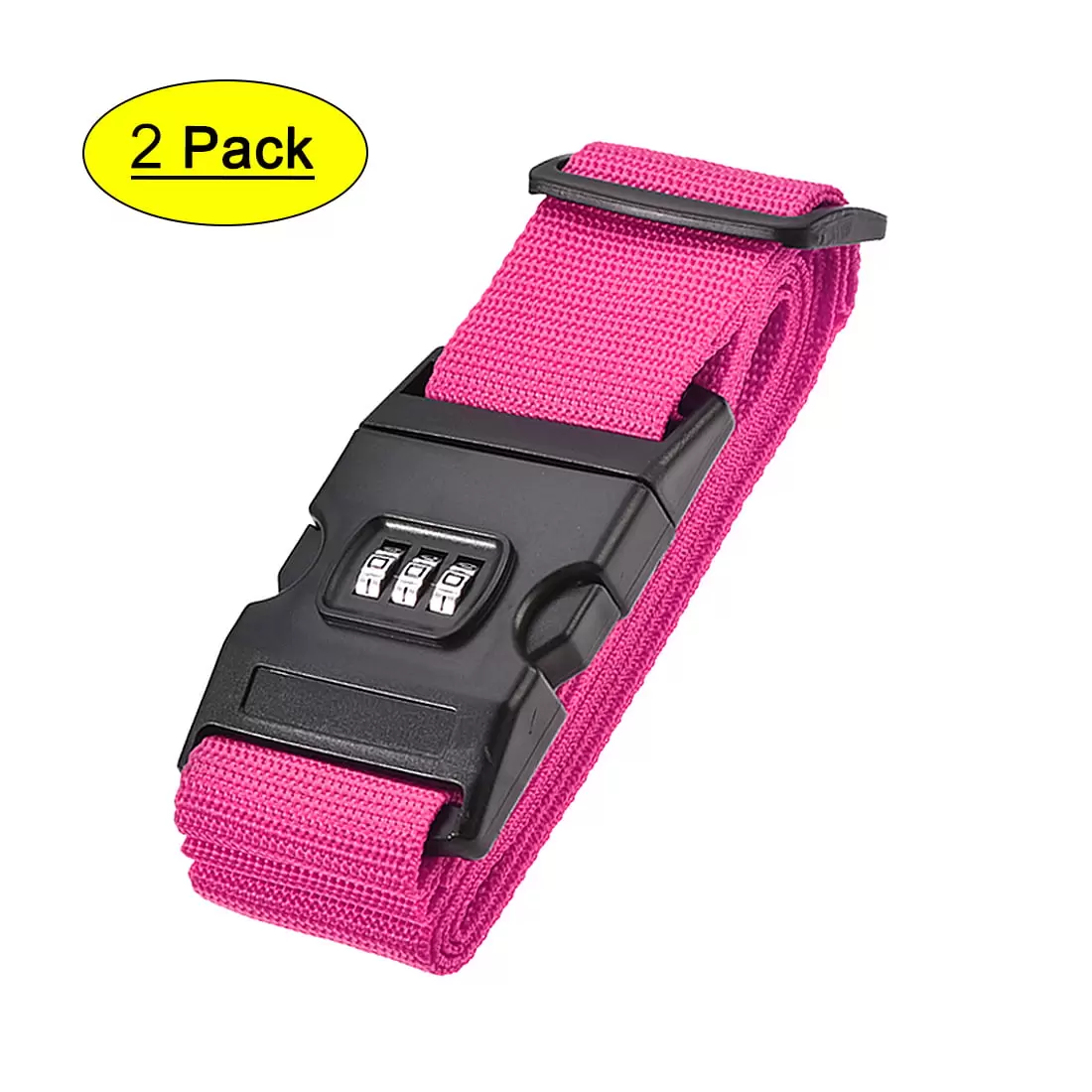 Uxcell 2Mx5cm PP Adjustable Luggage Straps with Combination Lock. Rose Red. 2 Pack