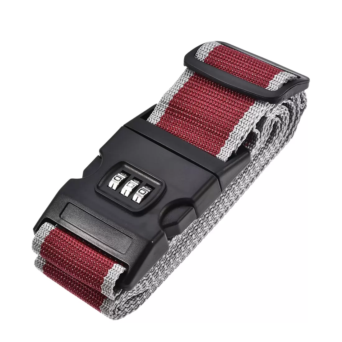 Uxcell Luggage Strap Suitcase Belt with Buckle. Combination Lock. 2Mx5cm Adjustable PP Red Gray