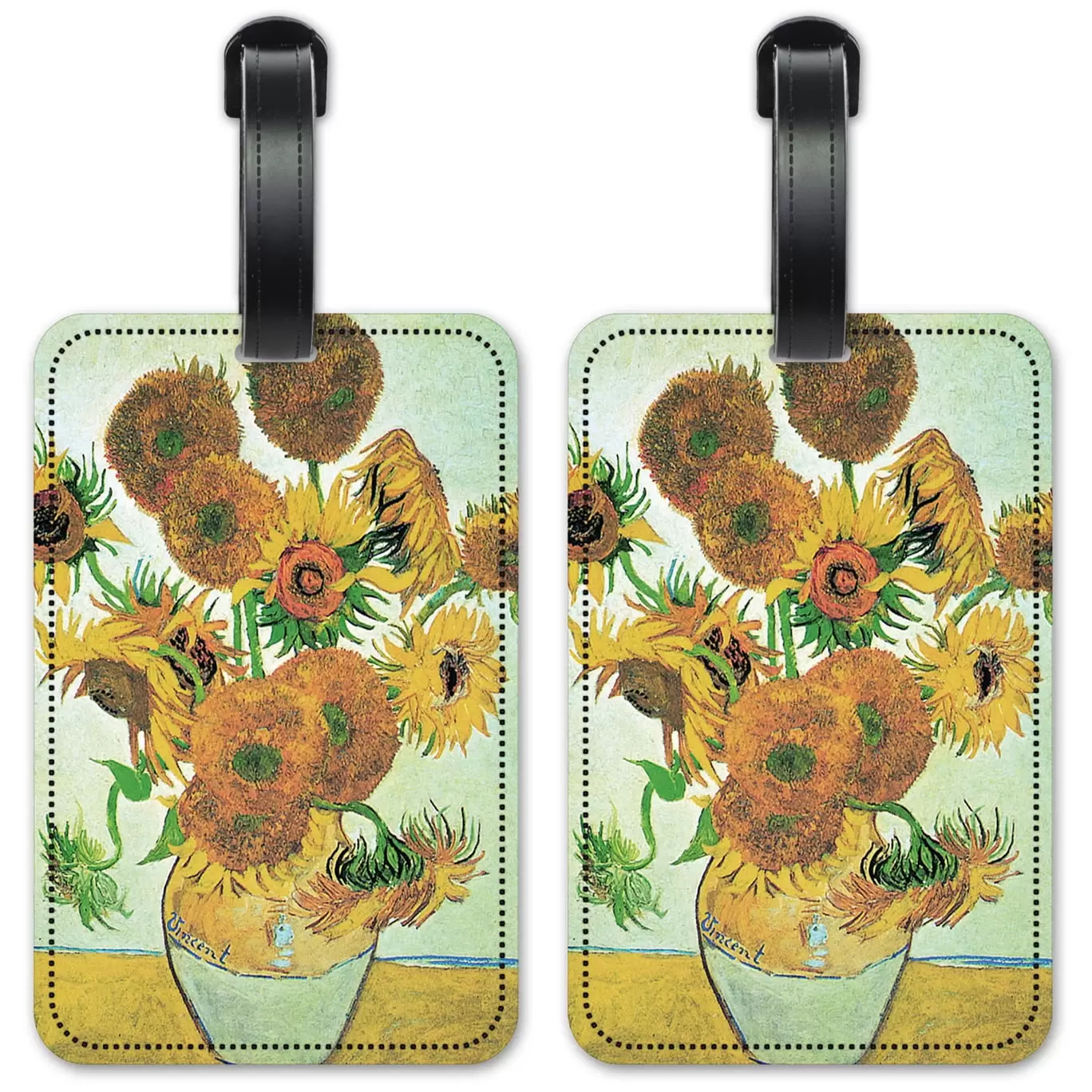 Van Gogh: Sunflowers - Luggage ID Tags / Suitcase Identification Cards - Set of 2