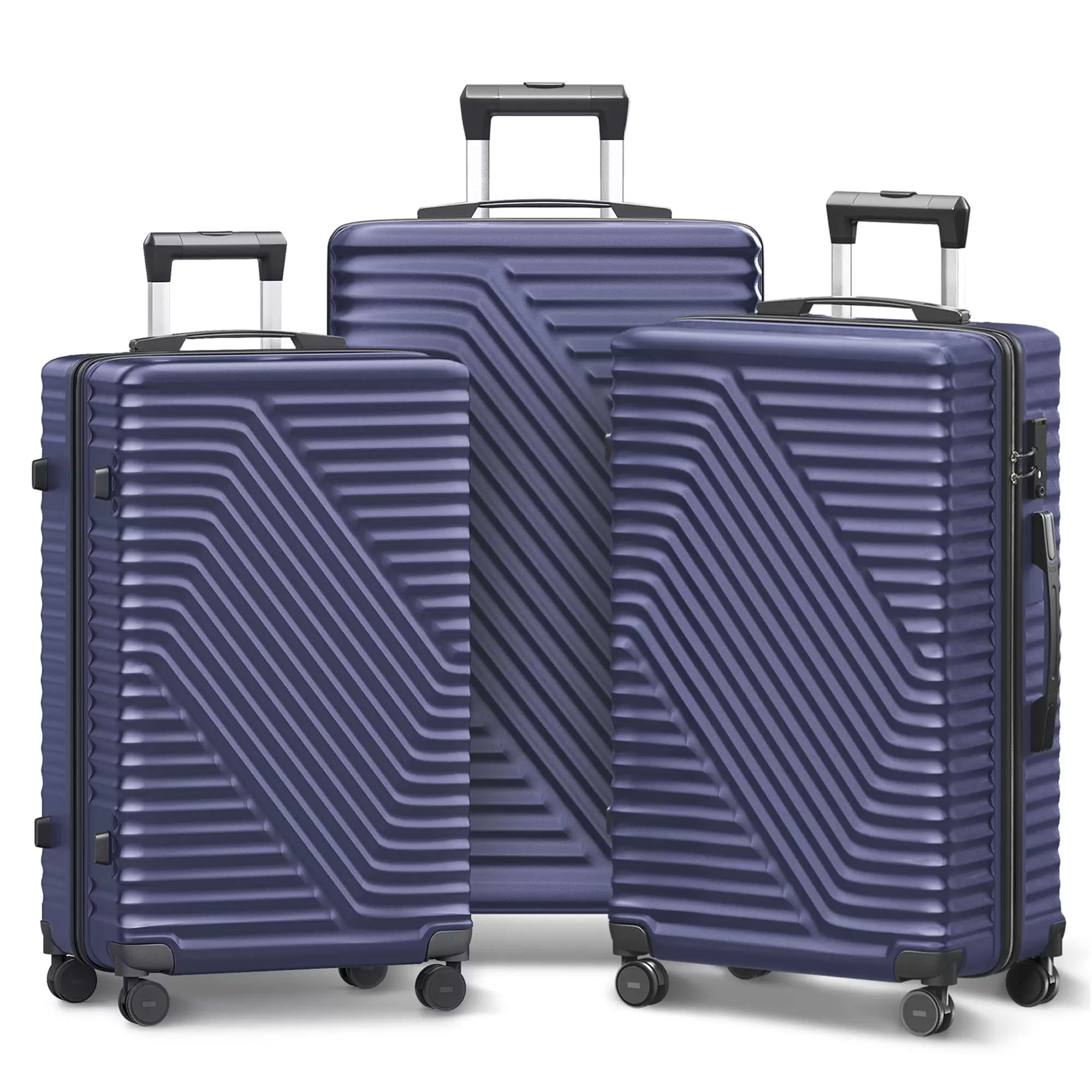 Vebreda Luggage Sets 3 Piece 20/24/28 inch Suitcase Sets Hardside Luggage Set. Navy Blue